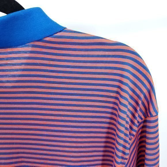 Peter Millar Short Sleeve Polo Striped Red/Blue XL Contrast Collar 100% Cotton - Picture 8 of 16